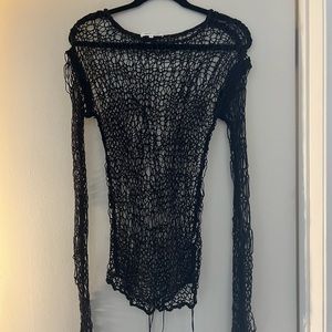 Helmut Lang siouxie knit fishnet top